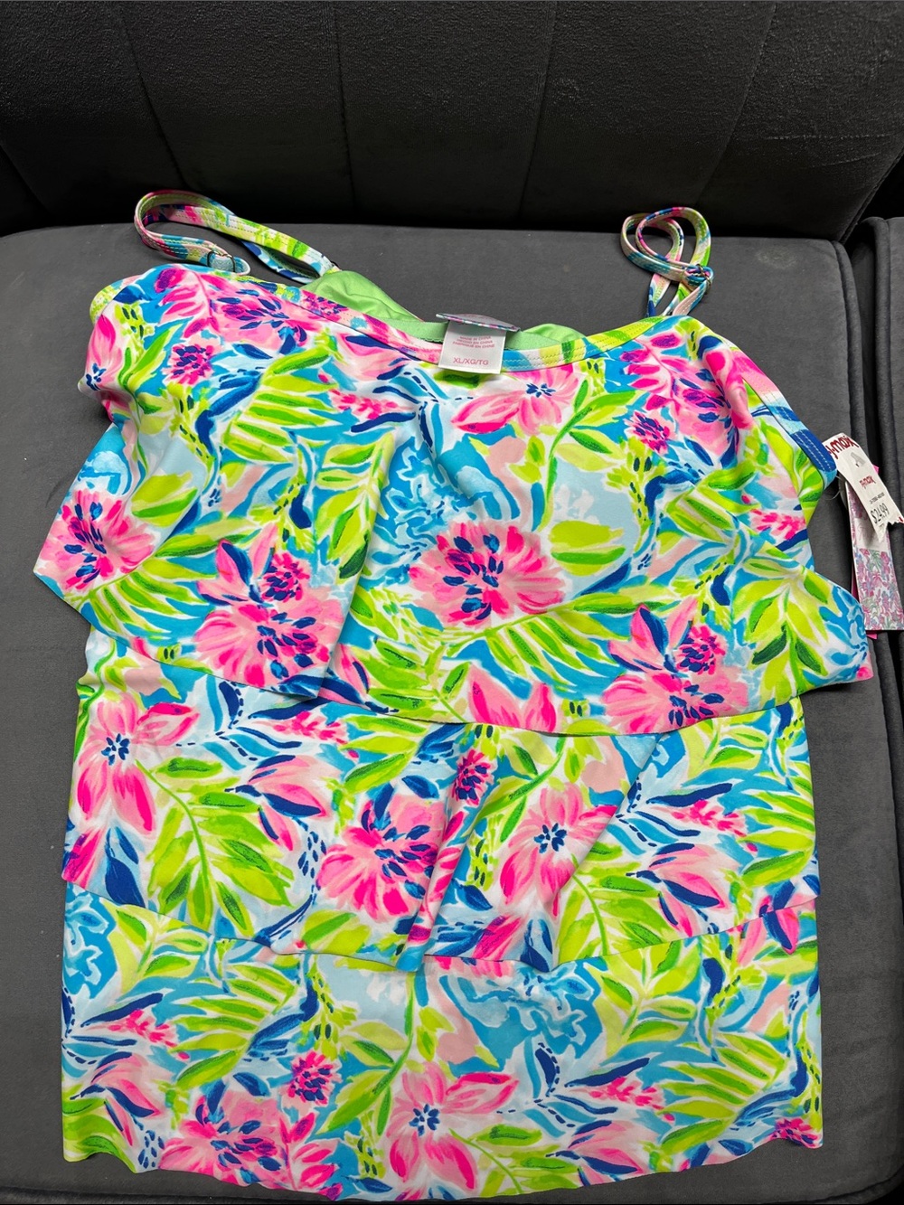 Sella Parker Lime Floral Ruffle Camisole Top